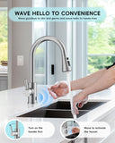 AJO BEND Touchless Kitchen Sink Faucet with Pull Down Sprayer, Motion Sensor Touch on Faucets for Kitchen Sink, 360° Swivel Spout, Brushed Nickel