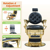 Barber Chair Hair Salon Chair,Heavy Duty 700 LBS, for Hair Stylist Barber Beauty Tattoo Massage(Golden Black)