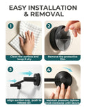 14.6 to 24 Inches No Drill Suction Cup Towel Bar for Shower Glass Door & Tile Wall, Stainless Steel Wall Mounted Towel Rack，Removable Bathroom Organizers & Storage for Renters Apartment (Matte Black)
