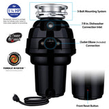 Eco Logic 1 1/4 Horsepower Garbage Disposal with Removeable Splash Guard, Attached Power Cord and Standard 3-Bolt Mounting System, Continuous Feed Disposer