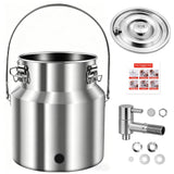 304 Stainless Steel Water Dispenser with Faucet, Thickened Milk Can with Handle, Sealing Ring and Instruction Manual, 5L Stainless Steel Water Jug for Milk, Water, Tea, Juice and Beverage Storage