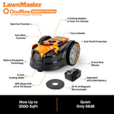 LawnMaster OcuMow™ VBRM601YCM MAX Perimeter Wire Free Robot Lawn Mower Cuts Small Lawns 2000-3500 Square Feet