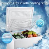 Anypro Chest Freezer 5.0 Cu.Ft, FreeStanding Top Door Compact Small Deep Mini Freezer with Removable Baskets, 7 Adjustable Temperatures for Garage Dorm Apartment RV Kitchen Business, White