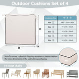 22x22 inch Outdoor Chair Cushions Set of 4,Cream Patio Chair Cushion with Handle and Ties