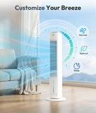 Exnos Portable Evaporative Air Cooler, 3-in-1 Cooling Fans that Blow Cold Air With 3L Water Tank, 38'' Tower Fan for Bedroom, Office with 3 Speeds, 12H Timer, Oscillation, 2 Ice Packs