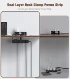 Dual Layer Desk Clamp Power Strip, 24 AC Outlets & 65W USB-C, 6FT Cord