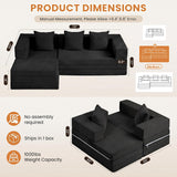 79" Modular Sectional Sofa, Boneless Convertible Sleeper Sofa Bed, Modern Tri-Folding Cloud Couch with L-Shape Chaise, Corduroy Futon for Living Room Small Spaces Apartment, No Assembly