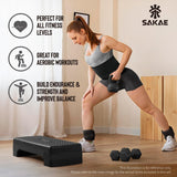 Adjustable Exercise Stepper Kit with Dumbbells & Kettlebell & Weightlifting Belt & Measuring Tape, 2 Level Risers Aerobics Step Platform for Home Gym Exercise Fitness Workout, Black