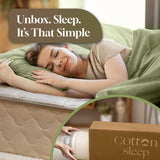 COTTON SLEEP All Natural 11" Mattress (100% Organic Cotton, & Wool, Made in The USA) Non Toxic, Fiberglass Free Hybrid Pocket Coil and Plush Foam Bed in A Box (Firmness: Medium) Twin XL