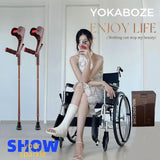 YOKABOZE Forearm Crutches for Adults Foldable Knee Patients Mobility aids for Childre and Seniors for with Leg Injury Adjustable Travel Lightweight Walking Stick (Brown Pro)