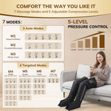 VARIPOWDER Air Compression Leg Massager, Foot and Leg Massager for Circulation and Pain Relief, Cordless Air Compression Boots with 7 Modes 5 Intensity for Home Office