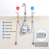 Charmingwater Touchless Bathroom Faucet for 3 Hole, 8 Inch Widespread Hands Free Bathroom Faucet with Automatic Sensor, 2-Handle Basin Mixer Vanity Taps with 360° Swivel Spout, Brushed Nickel