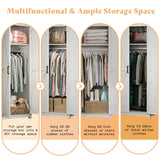 AMERLIFE Farmhouse Armoire Wardrobe Closet with 2 Barn Doors, 71'' Storage Cabinet with Hanging Rod & Shelf, Versatile Clothing Storage for Bedroom, White