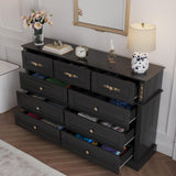 Mekminop Extra Large 9 Drawers Dresser for Bedroom, Wood Chest of Drawers with Gold Knobs, Tall Storage Dressers Organizer for Living Room, Hallway (63" W x 15.75" D x 39.4" H) (Black)