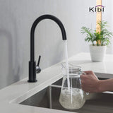 KIBI KKF2001 Lowa Single Handle Bar Sink Faucet with 360 Degree Swivel Spout | High Arc Single Hole Kitchen Faucet in Matte Black Finish | Rust and Corrosion Resistant