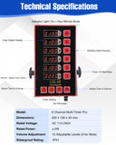 Commercial Kitchen Timer for Cooking, 6 Channel Timer Restaurant Kitchen Supplies, Heavy-Duty Timer - Stainless Steel | Digital LED Technology | Reminder Function | Loud Alarm