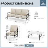 MFSTUDIO 4 Piece Metal Patio Furniture Set with Beige Cushion