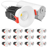 LUXRITE 1 Inch LED Recessed Canless Regressed Light with J-Box, 5CCT Selectable (2700K/3000K/3500K/4000K/5000K), 9W 800 Lumens, Dimmable Spotlight, IC Rated, Wet Rated, ETL Listed (12 Pack)