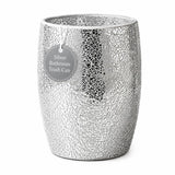 Escenzy Silver Bathroom Trash Can, Handmade Mosaic Glass 1.3 Gal / 5L | Decorative Waste Basket for Bathroom, Bedroom, Office | Luxury Silver Glitter Bathroom Decor | Glam Home Decor Gift