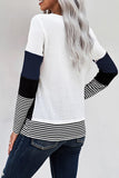 Daspkuwy Womens Sweaters Oversize Big Tunic Pullover Loose Fitting Womens Tops Long Sleeve Casual Striped College Cloths Teenager Shirts Navy XXL