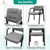 Naomi Home Faux Leather Guest Reception Chair with Armrests - Gray
