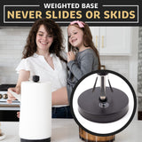 Heavy-Duty Stainless Steel Paper Towel Holder - Easy One-Handed Tear with Suction Cups - Modern Weighted Standing Countertop Dispenser for Kitchen - Holds All Paper Towel Rolls, Black