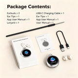 NE71 AI Translation Earbuds, Retro Pocket Watch Bluetooth Headphones with LCD Touch Screen Case, Support 164 Languages, 60h Playtime, Noise Cancellation, Wireless Earbuds Suitable for Women and Men