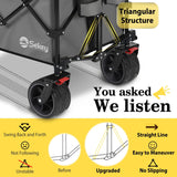 Sekey 48''L Collapsible Foldable Extended Wagon with 440lbs Weight Capacity, Heavy Duty 300L Folding Utility Garden Cart. Grey