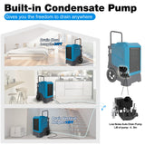 310 Pints LGR Commercial Dehumidifier with Built-In Pump and Drain Hose – Portable, Heavy-Duty Dehumidifier with Wheels MOUNTO