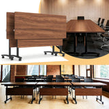 Conference Tables,Walnut Training Tables with Modesty Panel,4pcs 47.2in