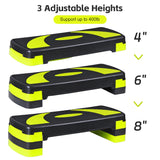 Smartxchoices 30'' Aerobics Stepper Workout Step Platform with 4" - 6" - 8" Adjustable Risers, Fitness Exercise Workout Trainer,Non-slip Step Platform for Cardio, Core, Strength Training,Home Gym