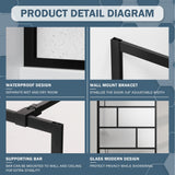 Goodyo 34” X 72” Shower Door Tempered Glass Framed Shower Screen Panel for Walk-in Bathroom Matte Black Finish, Middle Glass Frosted Pattern, 3-Pieces Glass