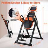 Teclor Inversion Table for Back Pain Relief, 350 lbs Capacity Strength Training Inversion Equipment, Decompression Table for Pain Therapy Training with Safe Belt & Comfortable Ankle Holders Teclor