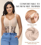 SHAPSHE Waist Trainer Corset for Women Tummy Control Sport Workout Body Shaper Vest for Postpartum Gym Zipper and Hooks Khaki XXL