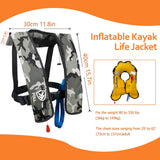 VOGUCCLO Automatic/Manual Inflatable Life Jacket| Inflatable PFD Kayak Vest Adult| Life Vest for Adults| Outdoor Water Sports| Supports up to 330 lbs|33g of Carbon Dioxide Cylinder (607W Camouflage)