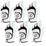 FINGER TEN Golf Gloves Men Right Left Handed Golfer 6 Pack (White-6 Pack, Medium, Left)