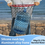 SEASPRO Red Telescoping Rubber Fishing Net Aluminum Alloy Fish Net - Adjustable Length Lightweight Foldable Large Fishing Net with Handle Collapsible Extendable Fishing Accessories