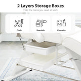 Jaxilyn Facial Bed Tattoo Chair with Two Trays Esthetician Beds Adjustable Folding Salon Bed with Hydraulic Stool Massage Chair for Professional Massage Facial Lash Beauty Treatment Spa White