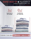 OMAIGA Cordless Steam Iron for Clothes, 1500W, Nonstick Ceramic Soleplate