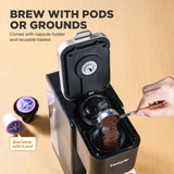 Tastyle Single Serve Coffee Maker with 30 Descaler Cleaner Tablets, Iced and Hot Coffee Machine for K Cup & Grounds, Compact Design, 40oz Removable Water Reservoir