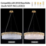 kvtinmty D23.6 Round Crystal Chandelier, Modern Gold Crystal Chandeliers for Dining Room, 10-Light Height Adjustable Chandelier for Living Room Bedroom Entryway Kitchen Island