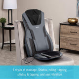 Homedics Serenity Shiatsu Massage Cushion with Sound & Meditation|5 Massage Styles for Pain Relief, Targets Neck & Shoulders, Plus Soothing Heat | App Enabled