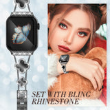 Bling Black Band Compatible with Apple Watch Bands for Women 41mm 40mm 38mm 42mm Series 11 10 9 8 7 6 5 4 SE 1 2 3, Cute Metal Brazalete, Adjustable Bracelet for Iwatch Band Jewelry Black