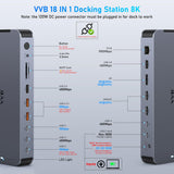 Laptop Docking Station Dual Monitors USB C Dock Hub with 120W Power Adapter