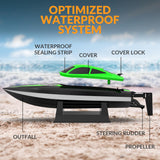 VOLANTEXRC RC Boat 20MPH Fast Remote Control Boat for Adults 2.4Ghz Toy Boats for Pools and Lake with 2 Rechargeable Batteries Toys Gifts for Adults with Light, Green