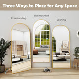 Prywot Arched Floor Mirror, 57 "x 20" Full Length Mirror Wall Mirrors Hanging or Leaning Arched-Top Full Body Mirrors with Stand for Bedroom, Dressing Room, Gold