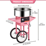 Professional Cotton Candy Machine - Commercial Electric Maker With Drawer & Large Stainless Steel Sugar Scoop- Fast Heat-Up - Perfect For Parties & Business,Pink W/Cart