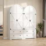 Gyfimoie White Armoire Wardrobe Closet with 2 Drawers, 74.8" Wooden Wardrobe with 2 Doors, Freestanding Closet Armoire Cabinet with Hanging Rack, Clothing Storage Cabinet for Bedroom (White)