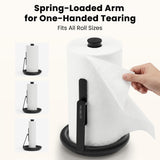 Ultrean Paper Towel Holder with Spray Bottle, Countertop Freestanding Paper Towel Dispenser with Spring-Loaded Tension Arm for One-Handed Tear, Weighted Base, Stainless Steel for Kitchen, Black