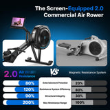 MERACH Rowing Machines with 15.6" HD Screen, Adjustable Air Resistance Professional Indoor Rowing Machine for Home with 440LBS Weight Capacity